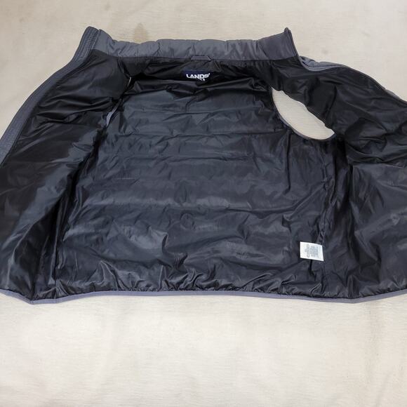Lands End Puffer Vest Mens Sz Large Gray Goose Down Winter Cold Quilted Snow - Picture 16 of 16